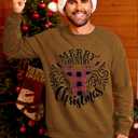 Arvilhill Mens Fleece-Lined Christmas Sweatshirts Raglan Vintage Classic Graphic Pullover (S-3XL) (Brown, L)