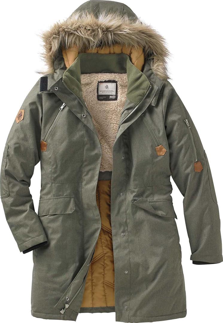 Legendary Whitetails Womens Parka with Hood Water Resistant Shell Polyfill Insulated Winter Coat (1X, Army Green)
