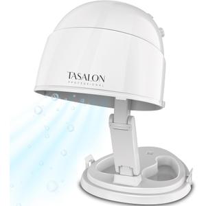 TASALON Ionic Hooded Dryer - 1875W Bonnet Dryer, 3 Heating Settings, Sit Under for Home and Salon, Portable Hair Dryer with Hood, Height Adjustable Hooded Hair Dryer- White (Large)