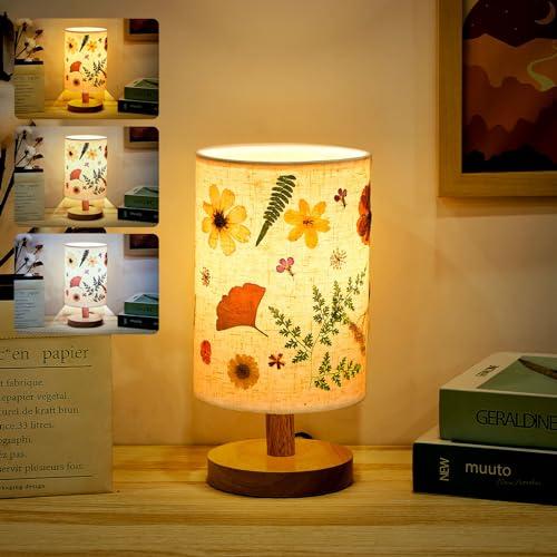 Hortsun Pressed Floral Lamp Bedside Vintage Flower Desk Lamp for Bedroom Living Room, Dorm, Home, Office Decor (1 Pcs,Modern Style)