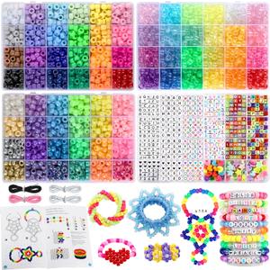 Pony Beads for Bracelets, Funtopia 4026 Pcs 72 Colors Multi-Types Kandi Beads with 10 Kandi Cuff Designs, Friendship Bracelet Making Kit with Assorted Letter Bead for Jewelry Making and DIY Crafts