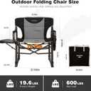 SUNNYFEEL Oversized Camping Directors Chair for Adults with Side Table
Heavy Duty Folding Chairs Padded Oxford Fabric Support 600lbs with Side Pocket & Carry Bag for Camping, Fishing, Lawn, Black