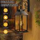 2 Pack Solar Lanterns Outdoor, Hanging Glass Solar Lights Waterproof, Dual Power Solar & 2*AA Battery, for Porch, Patio, Yard and Indoor Table or Mantel