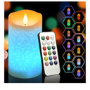 NICEME 6" LED Multi Colored Flameless Candle with Remote Control Timer Realistic Wax Color Changing Candle Battery Operated Candle with Flickering Flame