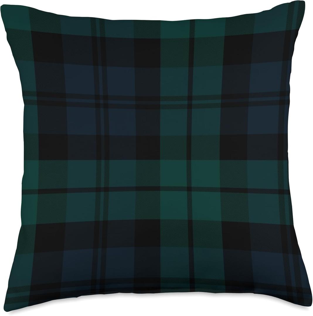 green red blue plaid Throw Pillow (18x18)