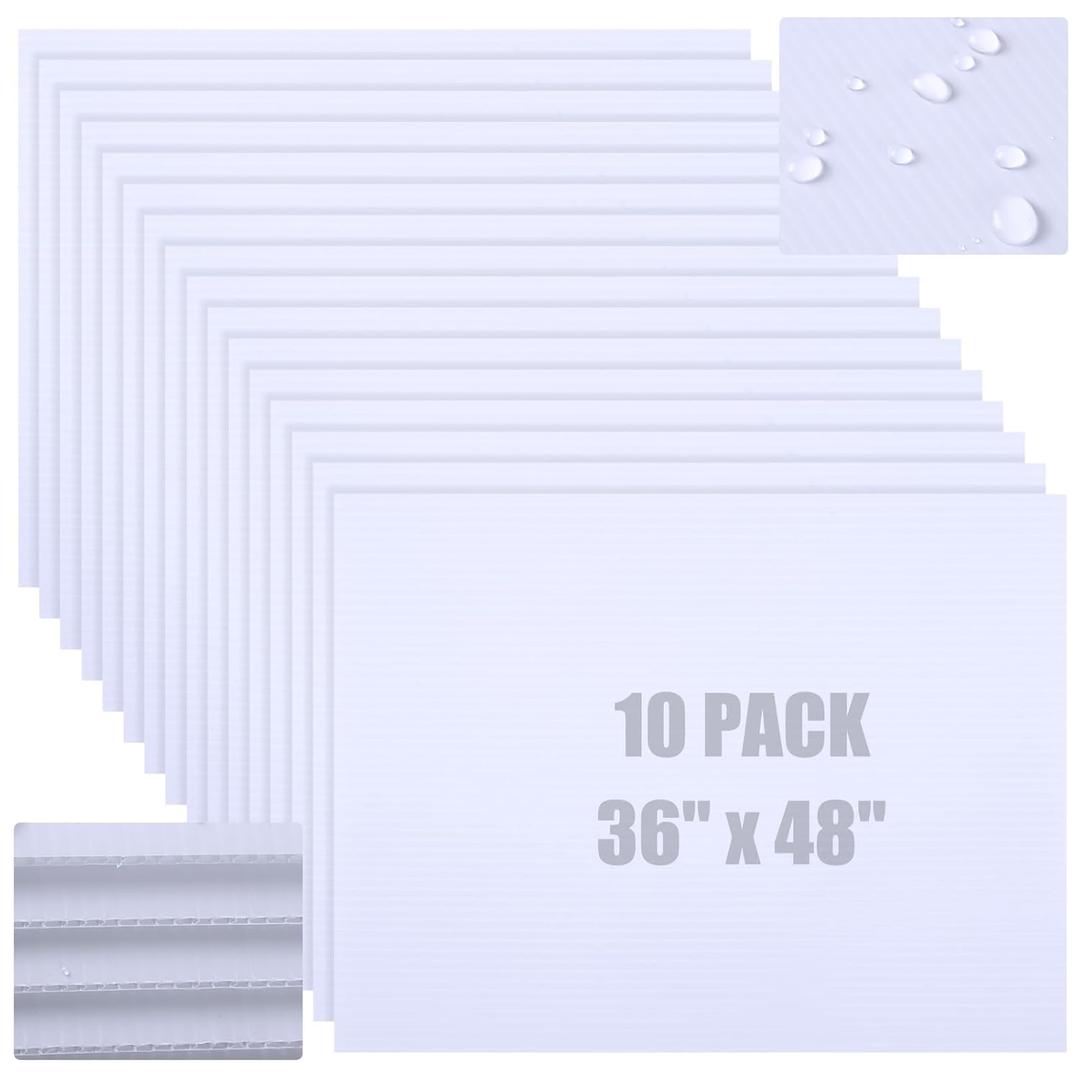 Capoda 10 Pack Corrugated Plastic Board, 4mm Blank Yard Signs Poster Board Bulk Thick Corrugated Plastic Sheet Lawn Sign Garage Sale DIY Outdoor Sign for House, Arrow(36 x 48 Inch)