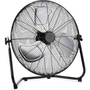 Amazon Basics 20" High Velocity Industrial Cooling Floor Fan with 3 Speeds, Tilt Head, ETL-Listed Safety Compliance, Metal Housing and Blades, for Commercial Space/Garage/Gym, 125W, Black