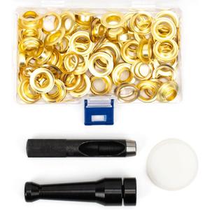 ZONGLAN Grommet Tool Kit, 50 Sets 1/2 Inch Heavy Duty Rustproof Brass Eyelets Kit with Setting Tool and Storage for Fabric Leather Curtains