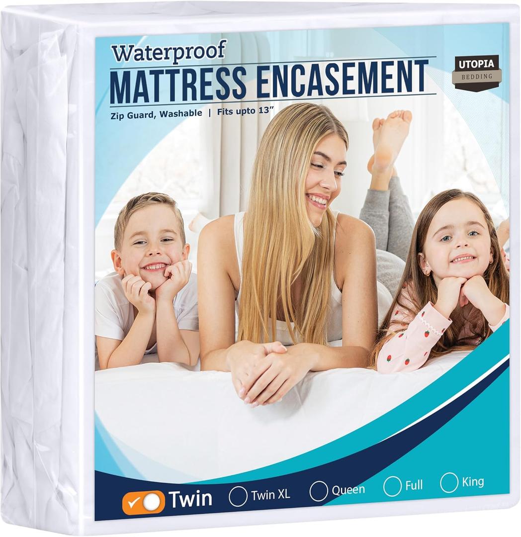 Utopia Bedding Zippered Mattress Encasement Twin - 100% Waterproof and Bed Bug Proof Mattress Protector - Absorbent, Six-Sided Mattress Cover
