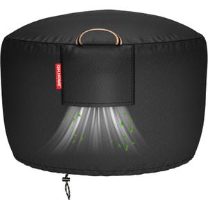 [2025 Upgraded 900D Fabric] Fire Pit Cover Round for 33-36 inch Fire Pit, 900D Heavy Duty Waterproof Fabric with Air Vent, Handle & Tightening Drawstring, 36" Dia x 20" H -Black