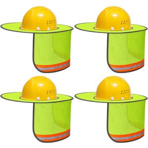 4 Pack Full Brim Mesh Hard Hat Sun Shade Reflective Strip Sun Shield Visor