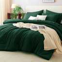 CozyLux Queen Comforter Set Emerald Green, 7 Pieces Bed in a Bag Bedding Comforter Set with Sheets, All Season Boho 7PC Bed Set with Comforter, Fitted Sheets, Flat Sheets, Pillow Shams and Pillowcases