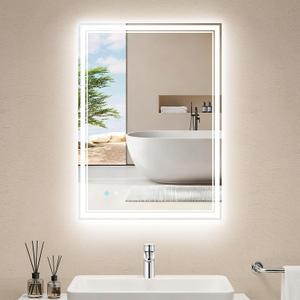 20"x28" LED Bathroom Mirror with Anti-Fog, Dimmable Backlit + Front Lit, 3 Colors LED Bathroom Vanity Mirror for Wall, Memory Function, Shatter-Proof Glass, ETL Listed(NHYJ5722D-NA)