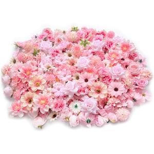 Artificial Pink Flowers Bulk Silk Roses Fake Flowers Heads for Crafts - DIY Home Spring Garden Floral Party Wildflower Garland Hanging Decoration Mini Small Rose Faux Fabric Flowers Heads 3-6cm (Pink)