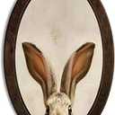 DSHFG Vintage Bird Oval Wall Art Decor Framed, Cottagecore Room Decor, Kids Nursery Toddler Room Bedroom Bathroom Wall Art Hanging, Farmhouse Decorations, 14.5x9 Unframed (Bunny)