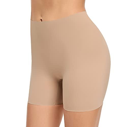 Womens Slip Shorts for Under Dress Seamless Shapewear Boyshorts Tummy Control Panties Shaping Shorts(#3 Beige(no Control),Small)