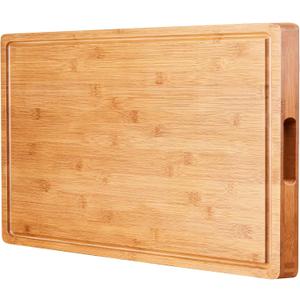 Extra Large Cutting Boards for Kitchen, XXL Reversible Large Bamboo Cutting Board, Carving Board Cheese Board with Deep Groove, Kitchen Chopping Board for Meat, Vegetables, Fruit, Turkey