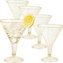 Cashger 50 Pack Plastic Martini Glasses 5 Oz Mini Dessert Cups Clear Cocktail Glasses with Cocktail Sticks Clear Short Stem Shot Glasses for Party Wine, Desserts and Appetizers