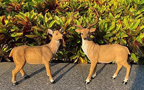 XTAPAN Resin Standing Deer Statue Couple Deer Sculpture Animals Deer Figurine Home Office Restaurant Decoration Garden Art Yard Ornament Lawn Outdoor Patio Decor Christmas 21# Standing Couple Deer