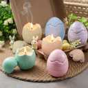 Sumind 6 Pcs Easter Egg Shaped Scented Candles Gifts Pastel Vanilla Scented Easter Burning Candles with Lids Decorations Gifts for Women Spring Holiday Birthday Home Party Decor