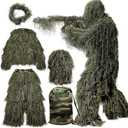 MOPHOTO 5 in 1 Ghillie Suit 3D Camouflage Hunting Suits - Jacket, Pants, Hood, Carry Bag for Adults & Youth, Large