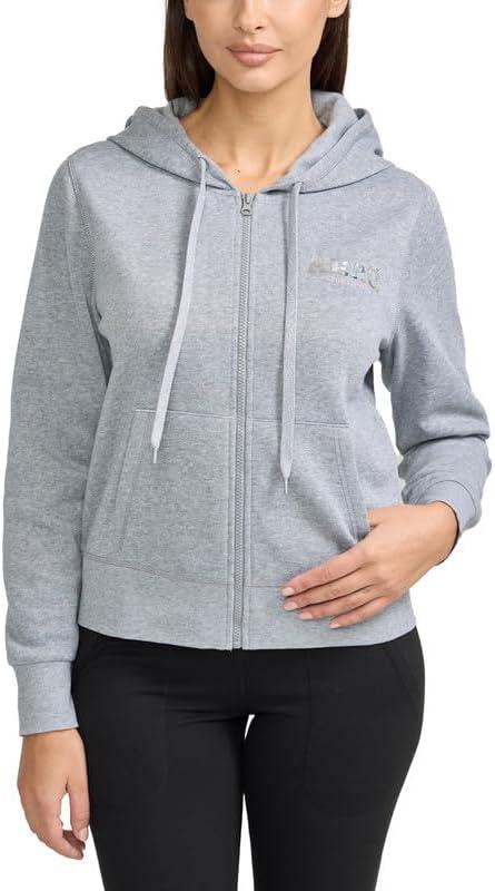 AEROPOSTALE Women's Fleece Zip Up Hoodie (Large, Gray Heather)