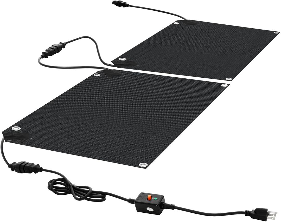 Tinideya 2 Pcs Heated Snow Melting Mat, Heated Outdoor Mats, Non Slip Rubber Heating Entrance Mats with Power Cord Snow and Ice Melting Pad for Winter Outdoor Stairs Entrance (30 x 30 Inch)