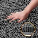 Yeaban Dark Gray Bathroom Rugs  Thick Chenille Bath Mats | Absorbent and Washable Bath Rug Non-Slip, Plush and Soft Rugs for Bathroom, Kitchen, Shower, Sink - 17" x 24"