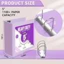 Sinload 6 Pcs 3 Ring Binder, 5 Inch Large Capacity 3 Slant D Ring Binders with Pockets, 8.5" x 11" Presentation Folder View Binder with Customizable Clear Cover for Documents Files Projects (Purple)