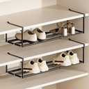 Expandable Hanging Shoe Rack Organizer for Closet, Adjustable Shoe Rack Under Cabinet Shelf, Versatile Under Shelf Storage for Kitchen, Book, Clothing Storage and Organization(Black,2PCS)