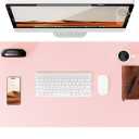YSAGi Leather Desk Protector, Office Mat, Large Mouse Mat, Non-Slip PU Leather Blotter, Laptop Pad, Waterproof Writing Pad for Office and Home (Light Pink, 23.6" x 13.8")