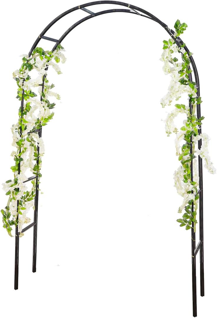 RUBFAC 94" Garden Arch Trellis for Climbing Plants Outdoor, Metal Arch Frame Garden Arbors and Arches, Outdoor Archway for Flower Vines Wedding Bridal Party Decoration, Black
