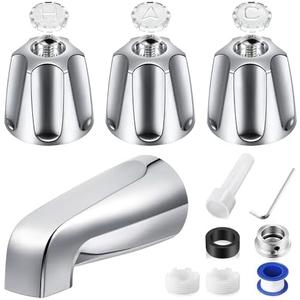 Enhon 3 Handle Shower Faucet Set Compatible with Pfister Verve Bath Tub Tool, Shower Knob and Bathtub Faucet Fits 1/2'', 3/4'' IPS Connection With 4 in 1 Spout Adapter Assembly Tool(Polished Chrome)