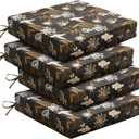 downluxe Outdoor Chair Cushions Set of 3 for Patio Furniture, Water-Resistant Square Corner Patio Chair Cushions with Ties, High Density Foam Outdoor Seat Cushion, 18.5" X 16" X 3", Nightbird (18.5x16x3 Inch (Pack of 3))