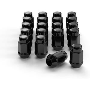 12x1.5 Wheel Lug Nuts, 20PCS Black 12mmx1.5 Closed End Bulge Acorn Lug Nut, Cone Seat, 19mm Hex Aftermarket Wheels