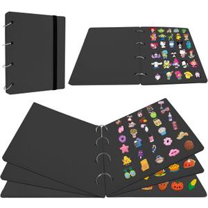 6 Pages Enamel Pin Display Board Book, Pin Collection Display Binder with 180 Holes, Felt Pin Board for Enamel Pins, Portable Travel Pin Trading Book (Not Include Accessories) (Black)