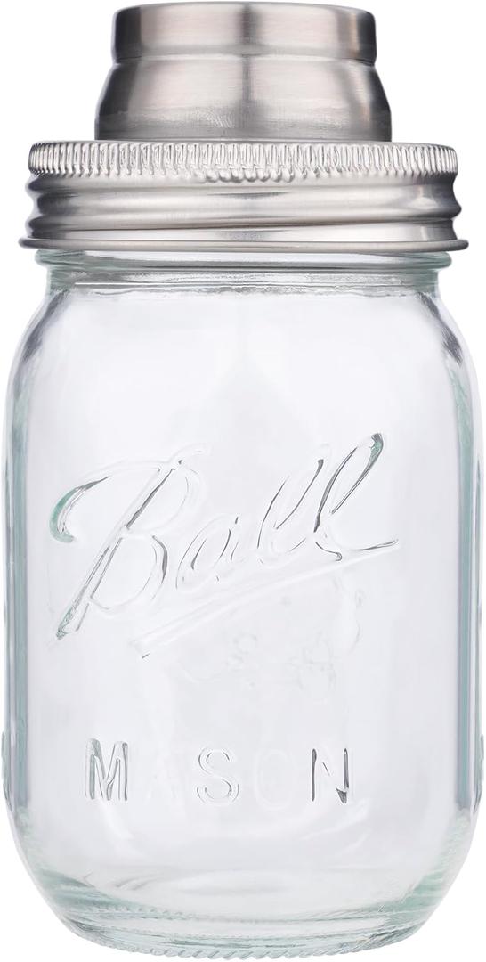 Clear Cocktail Shaker, Glass Body, Metal Top, 500 ml, Includes Shaker Glass