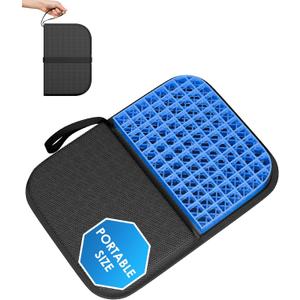 Gel Travel Seat Cushion, Portable Airplane Seat Cushion, 14.5" x 10.5" Foldable for Airplane Seats, Office Chair, Camping, Bleachers, Flights, Commute