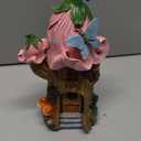 Fairy Garden Accessories Outdoor Statues, Mushroom House Decor,Large Gnome Solar Powered Lights Sculptures,Pink Resin Figurine Butterfly Figurines Lawn Ornaments for Patio Yard Decorations 11Inch