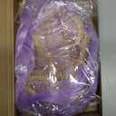 PLULON Light Purple Neon Wave Wig with Heart Sunglasses for Women, Colorful Funny Long Wavy Wigs with Bangs Synthetic Curly Hair for Birthday Music Festival Drag Queen Bachelorette Party Supplies