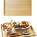 2pcs Rectangular Bamboo Serving Tray for Eating Drinks Storage Snacks TV Breakfast Coffee Parties Bathroom(13.8"x 10.2"x 0.8")