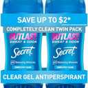 Secret Outlast Antiperspirant Deodorant for Women, 72hr Sweat & Odor Protection, PH Balancing Minerals, Clear Gel, Completely Clean Scent, 2.6 oz (Pack of 2)