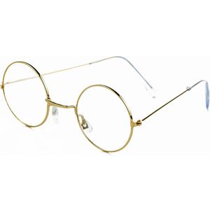 4E's Novelty Gold Metal Round Glasses, Fake Non-Prescription Kids Circle Costume Glasses for Boys & Girls,100th Day of School Old Man Lady Dress Up Granny Accessories