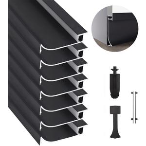 JARBIH 7Packs 1m LED Aluminum Skirting Board, H 65mm LED Skirting Line Strip Light Aluminum Channel Profile Baseboard Light with Milky Cover for Living Room Bedroom Kitchen Home Theater