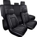 Aierxuan Car Seat Covers Full Set Compatible with Toyota Tundra Custom Fit 2008-2026 Crewmax Double Cab Truck Pickup Waterproof Leather Cushions with Split Bench 40/60(Full Set/Black-White)
