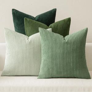 MIULEE Spring Boho Farmhouse Sage Green Throw Pillow Covers 18x18 Inch Set of 4 Mordern Nordic Cushion Covers Soft Corduroy Home Decor for Couch Bed Sofa Living Room Forest Green 