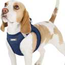 Rabbitgoo Dog Harness, Step-in Soft Mesh Puppy Vest with Safety Buckle, Breathable Reflective Pet Harness, Navy Blue M (M(Chest:16.0"-18.5"))
