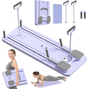 JANUA Pilates Board - 2024 Pilates Reformer Set, Multi-Purpose Foldable Pilates Reformer Board for Home, 5 in 1 Pilates Sliding Board (Purple)