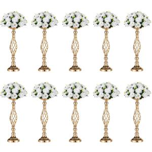 Versatile Metal Flower Arrangement, Candle Holder Stand Set for Wedding Party Dinner Centerpiece Event Restaurant Hotel Decoration (Gold, 10 x M)