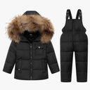 JiAmy Kids 2 Piece Snowsuit Set Girl Winter Hooded Puffer Jacket & Snow Bib Pants Boy Ski Suits Ultralight Outfit 4-5 Y